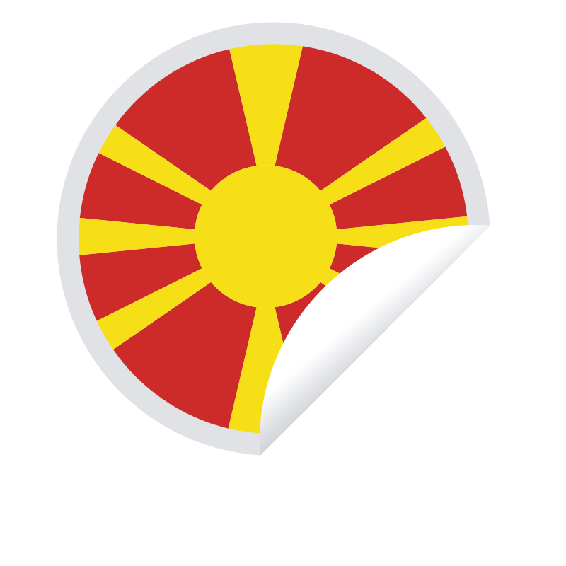 Macedonian flag sticker with a peeling edge