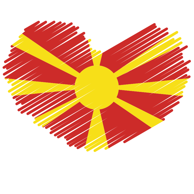 Heart shaped macedonian flag with scribbled texture
