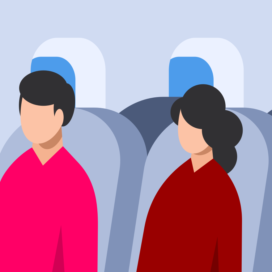Two people sitting in airplane seats