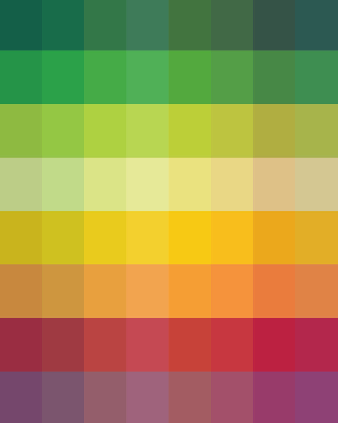 Gradient of colorful squares in rainbow order