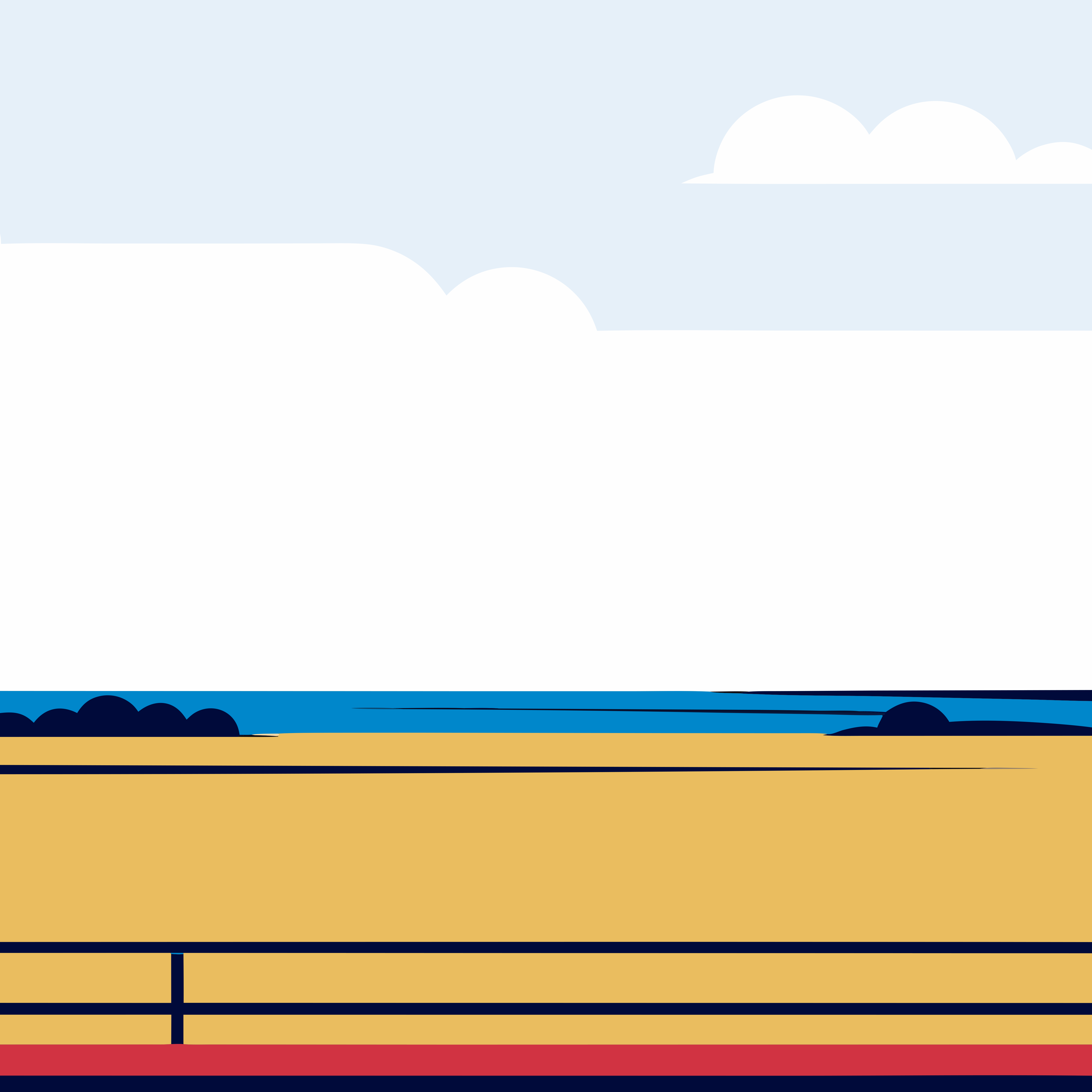 Abstract beach scene with yellow sand and blue ocean