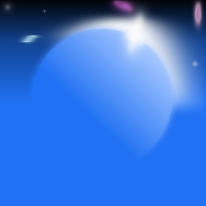 Bright blue planet with colorful nebulae in space