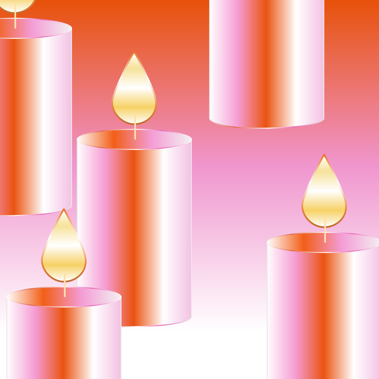 Plusieurs bougies roses allumées sur un fond dégradé