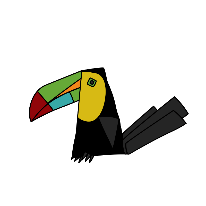Toucan stylisé avec un bec coloré