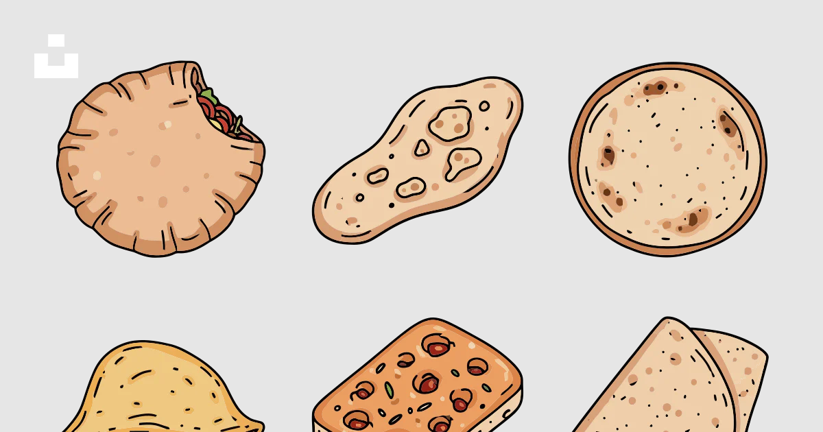 Assortment of flatbreads and wraps from around the world vector – Free ...