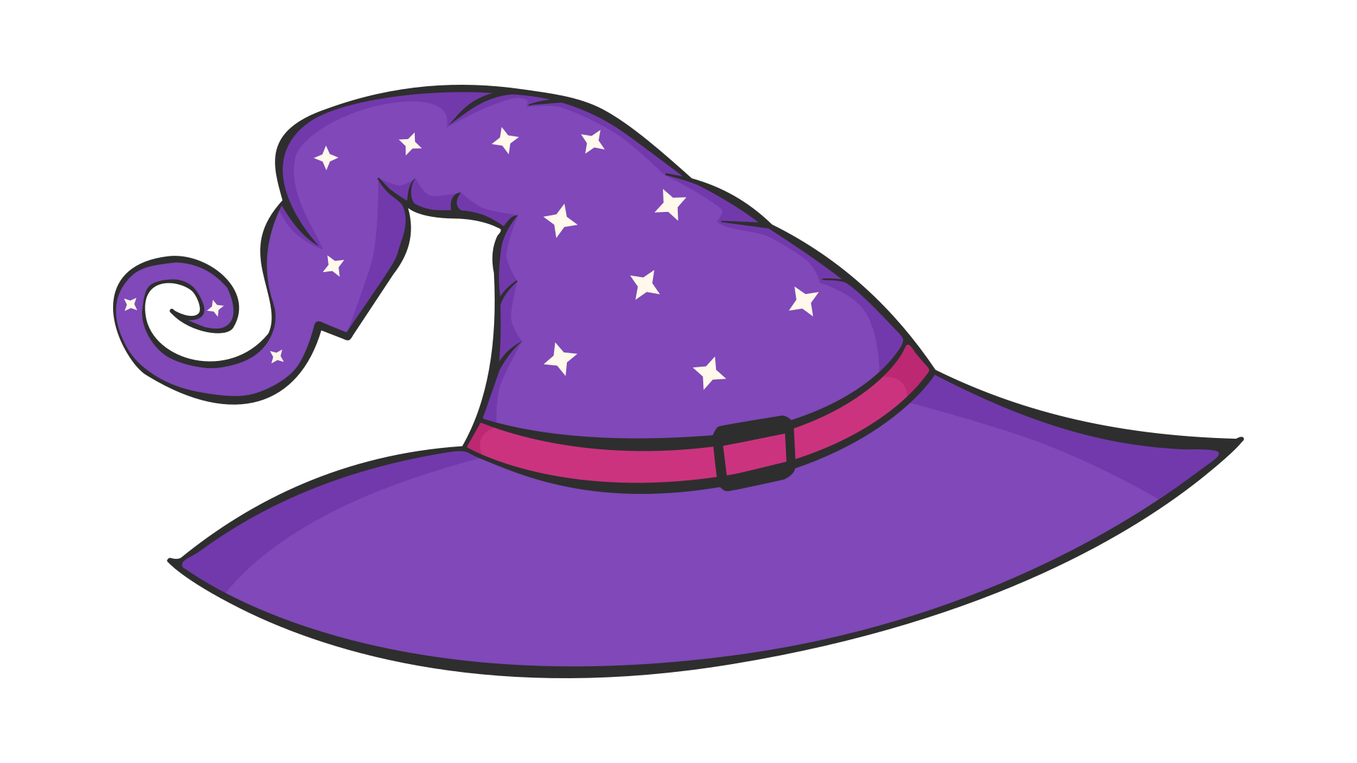 Un chapeau de sorcière violet avec des étoiles blanches