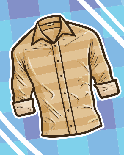A tan button-up shirt with rolled sleeves