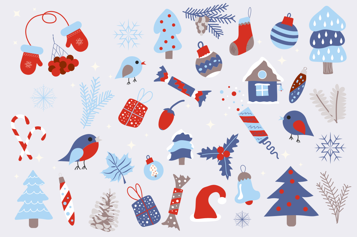 Christmas and winter holiday decorative elements collection