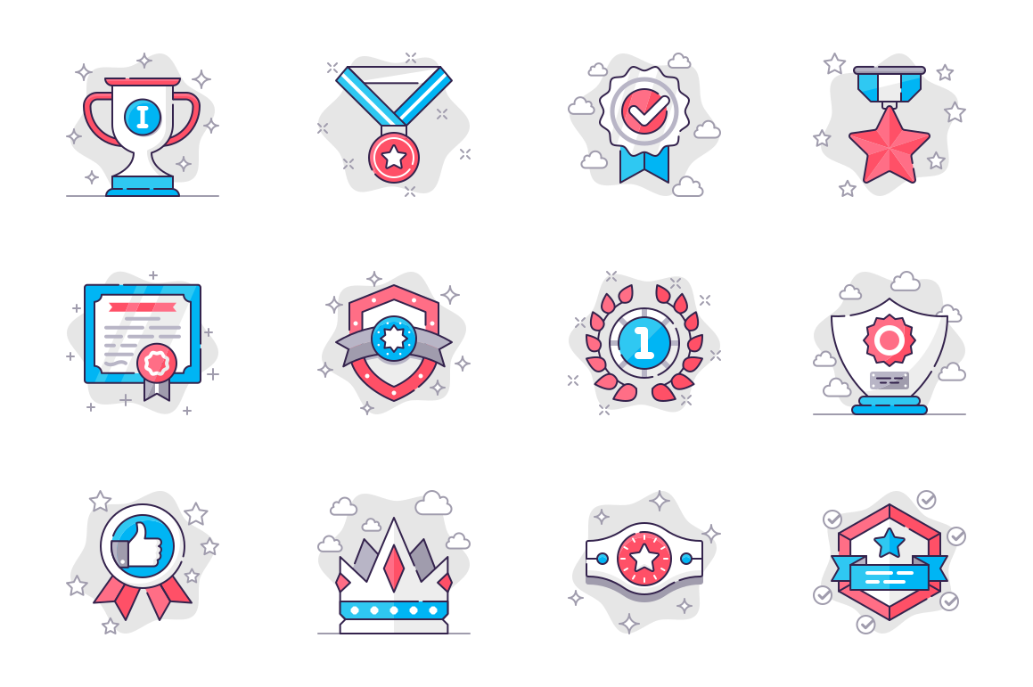 Collection of award and achievement icons