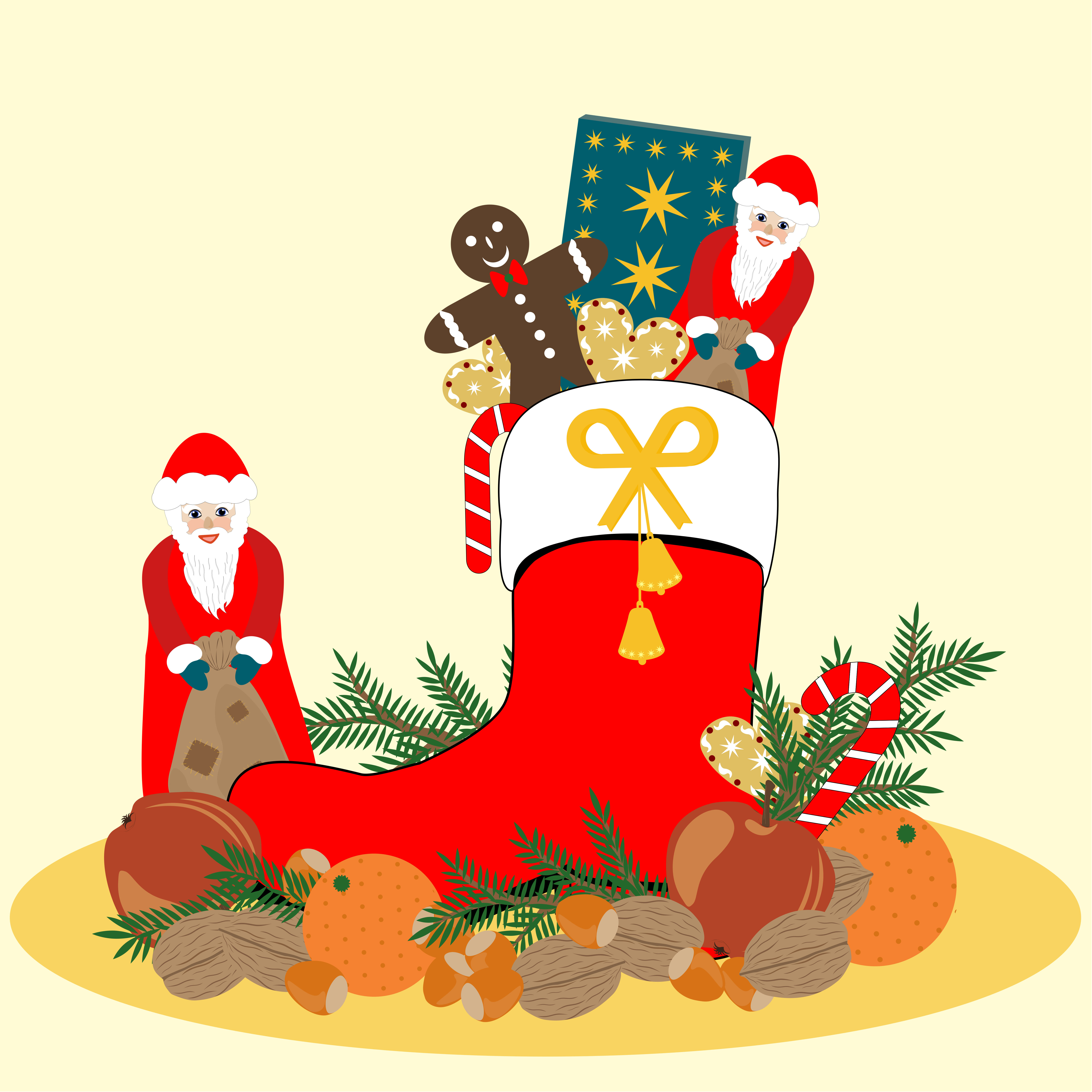 Una media de Navidad llena de regalos y golosinas.