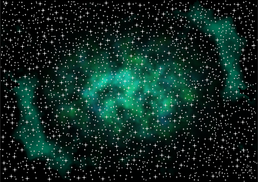 Green nebula with stars in deep space