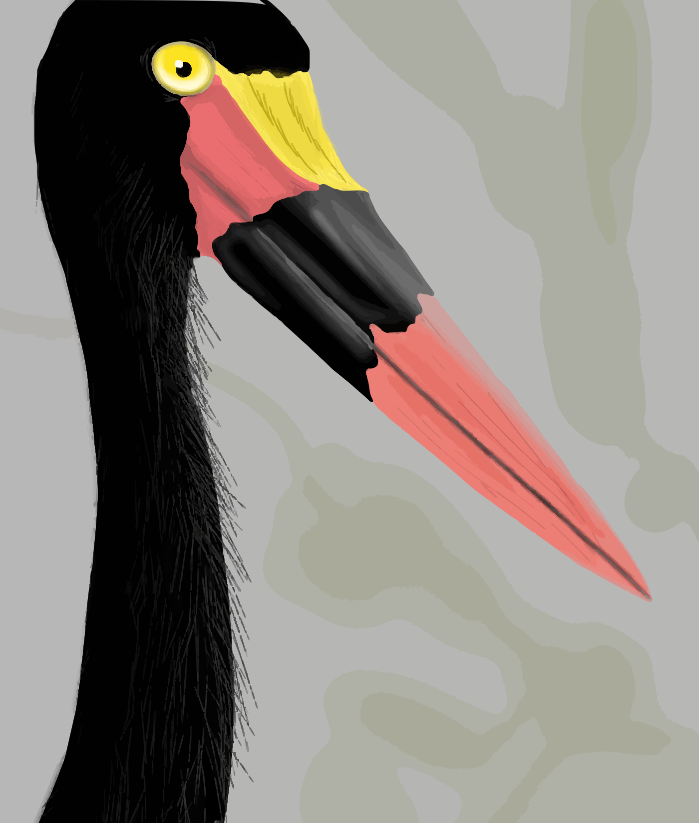 カラフルなくちばしを持つ黒い鳥のクローズアップ。