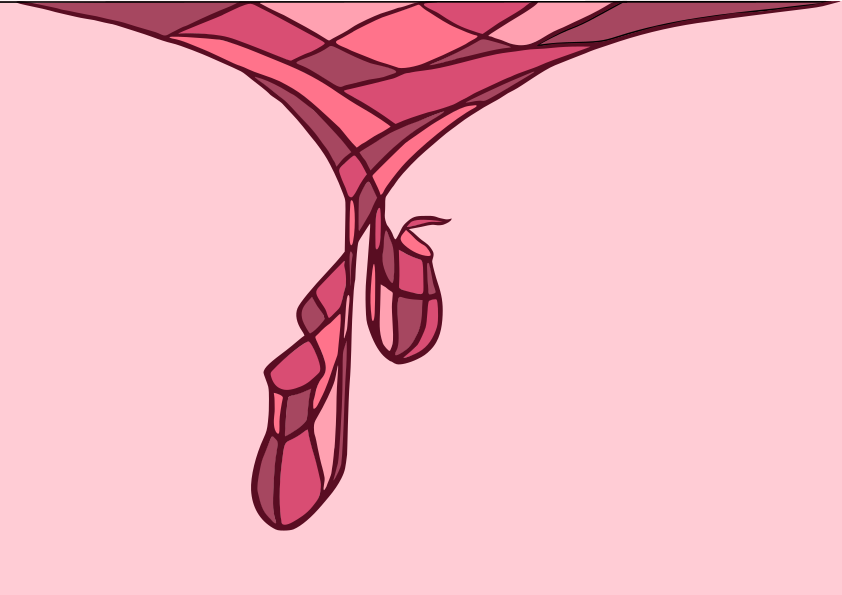 Pink abstract flowing ribbons against a light pink background