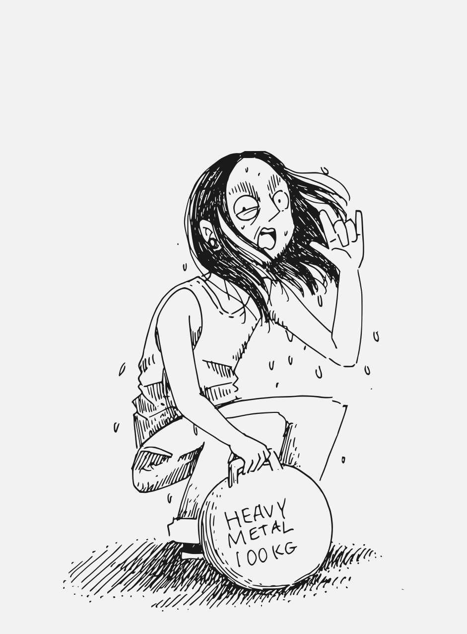 Person struggling to lift heavy metal weight