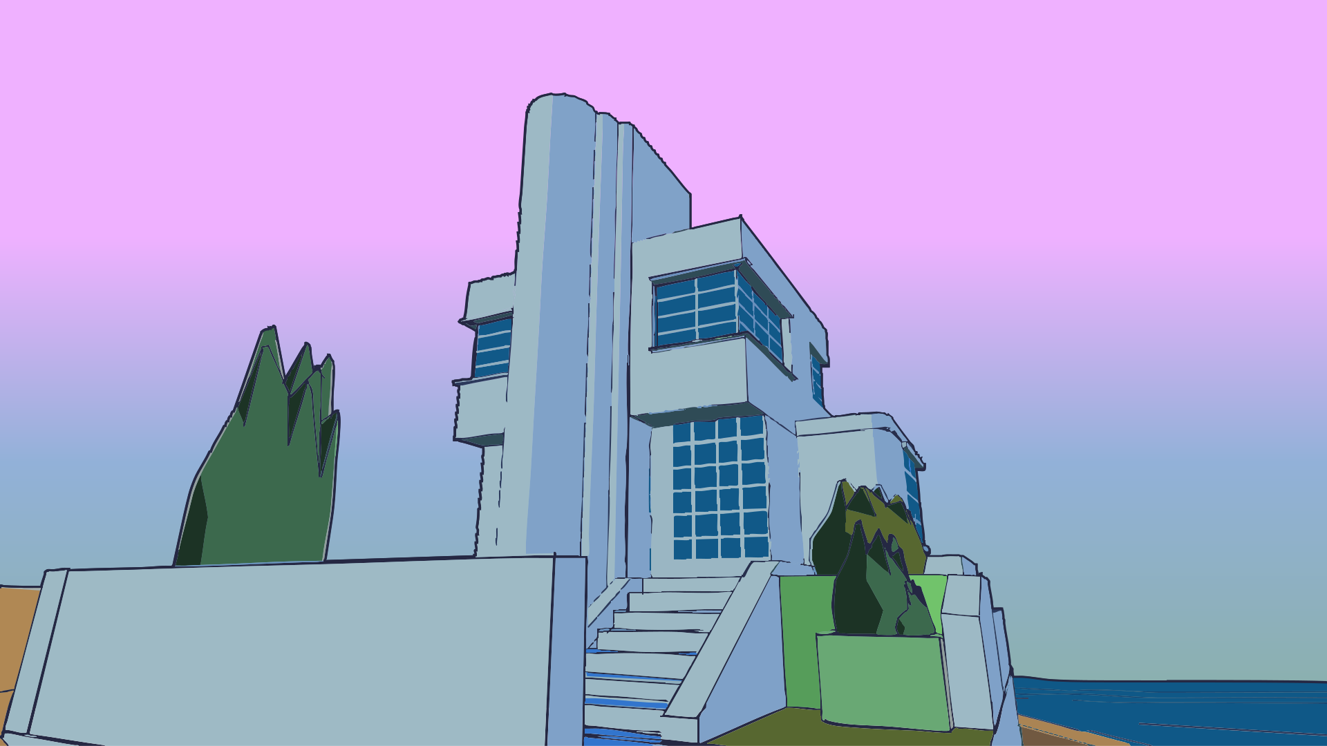 Modern building with a unique architectural style