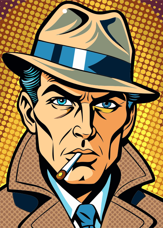 Homme en fedora fumant une cigarette avec un regard intense.