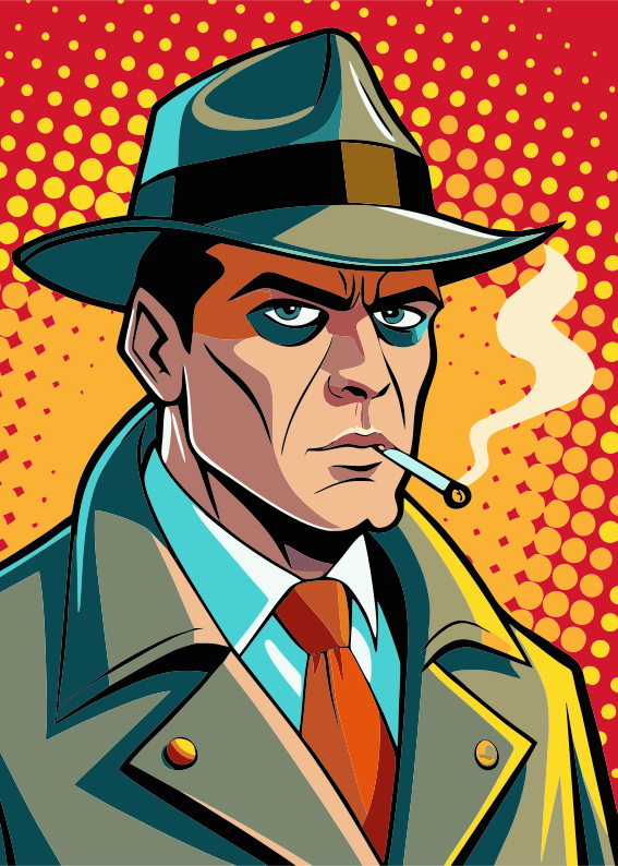 Homme en fedora fumant une cigarette avec un éclairage dramatique