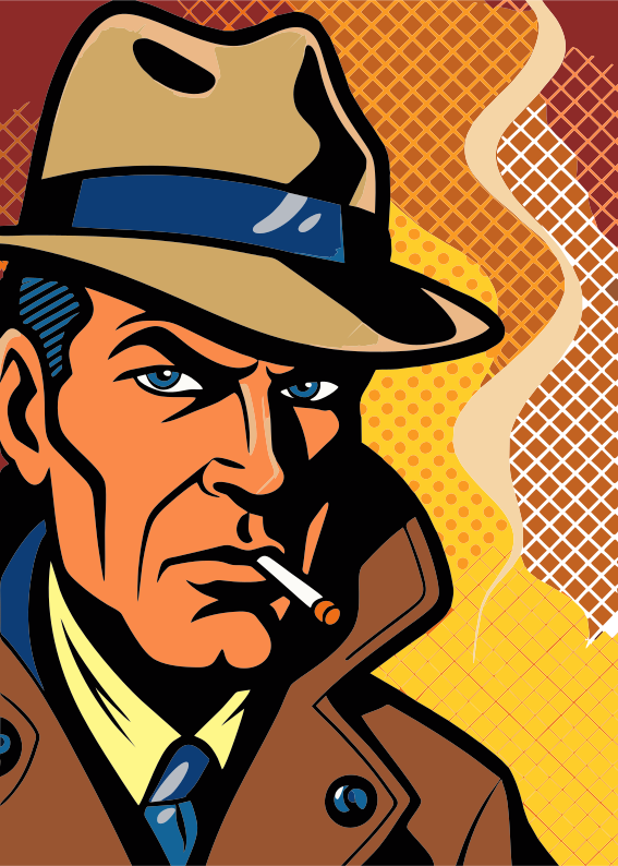 Man in fedora smoking a cigarette, pop art style