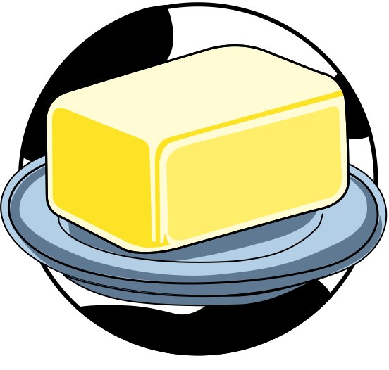 A block of butter on a plate