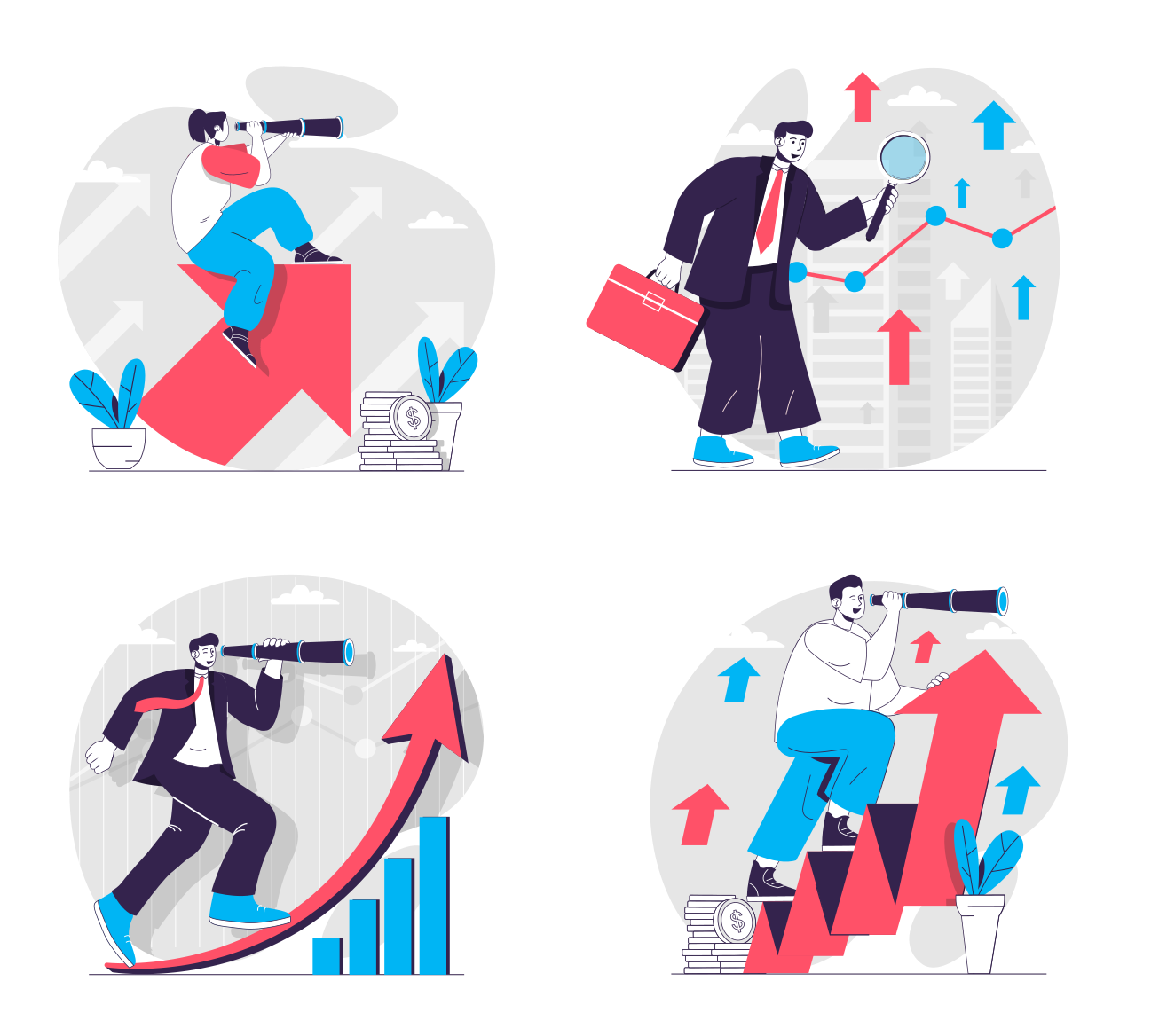 Business people observing growth charts and upward trends