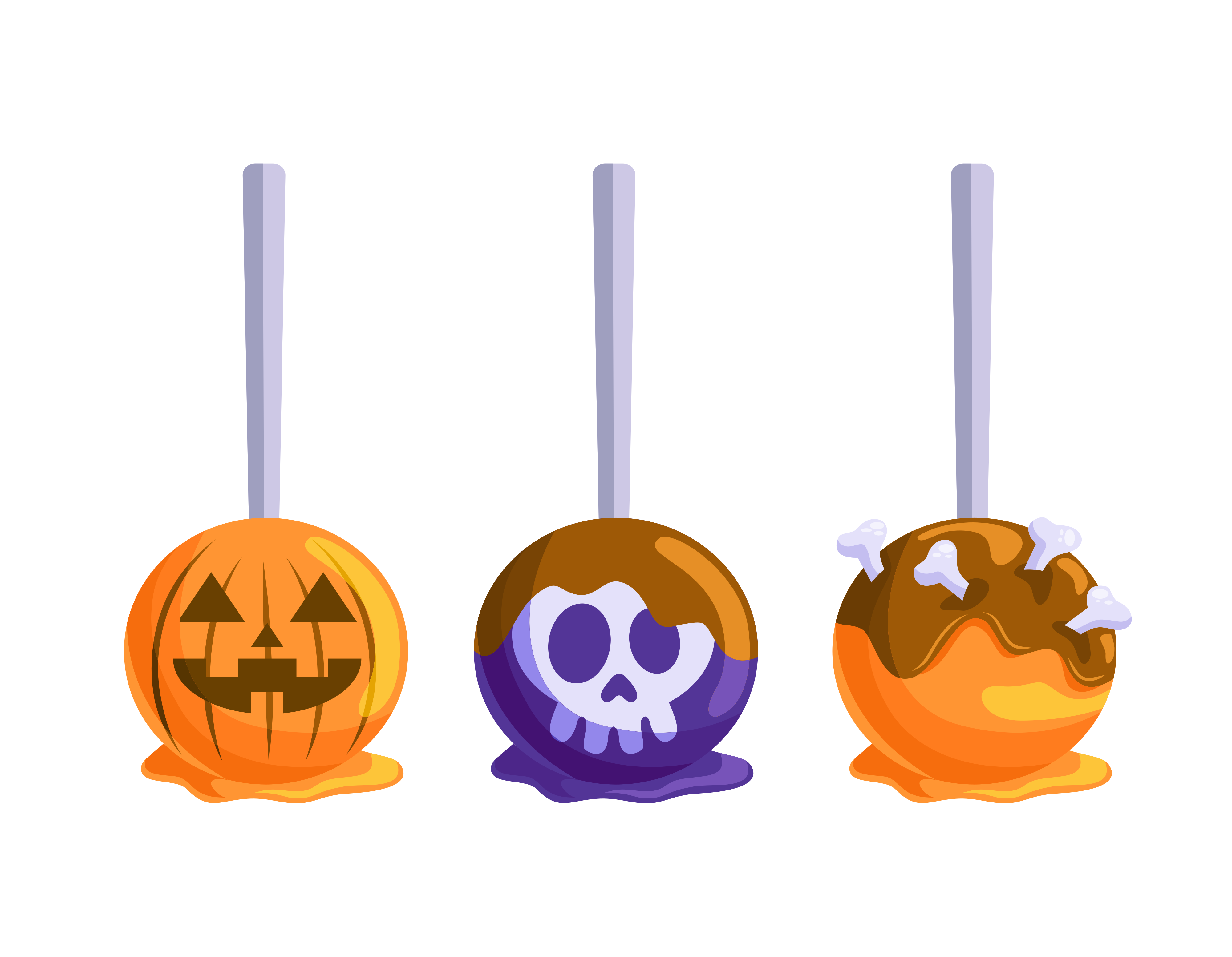 Three halloween themed cake pops on sticks