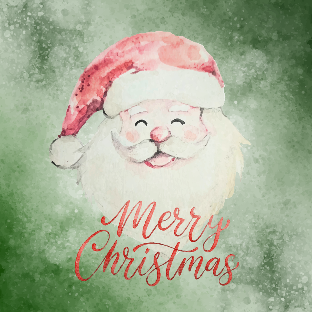 Santa claus with merry christmas text on green background