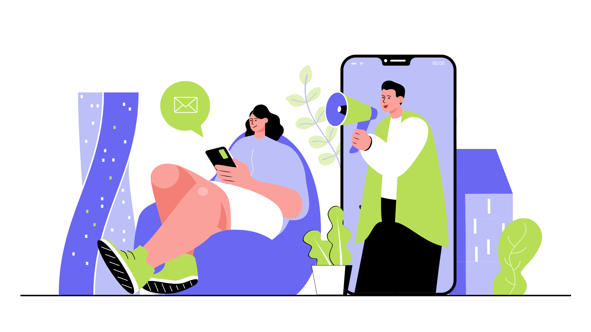 People interacting with technology in a city setting