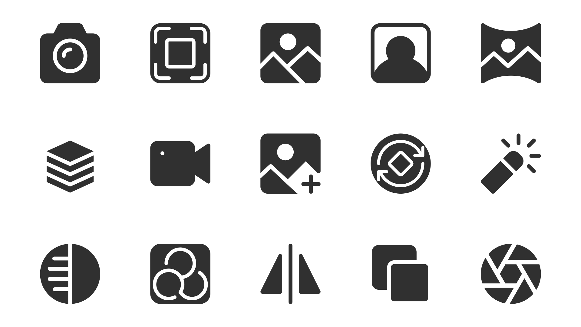 Collection of various graphic design and editing icons.
