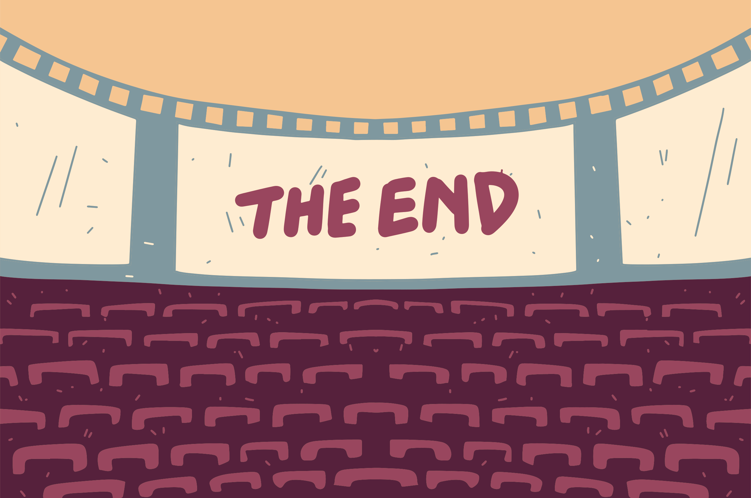 The end text on a movie screen in theater. vector – Free Cinema Image ...