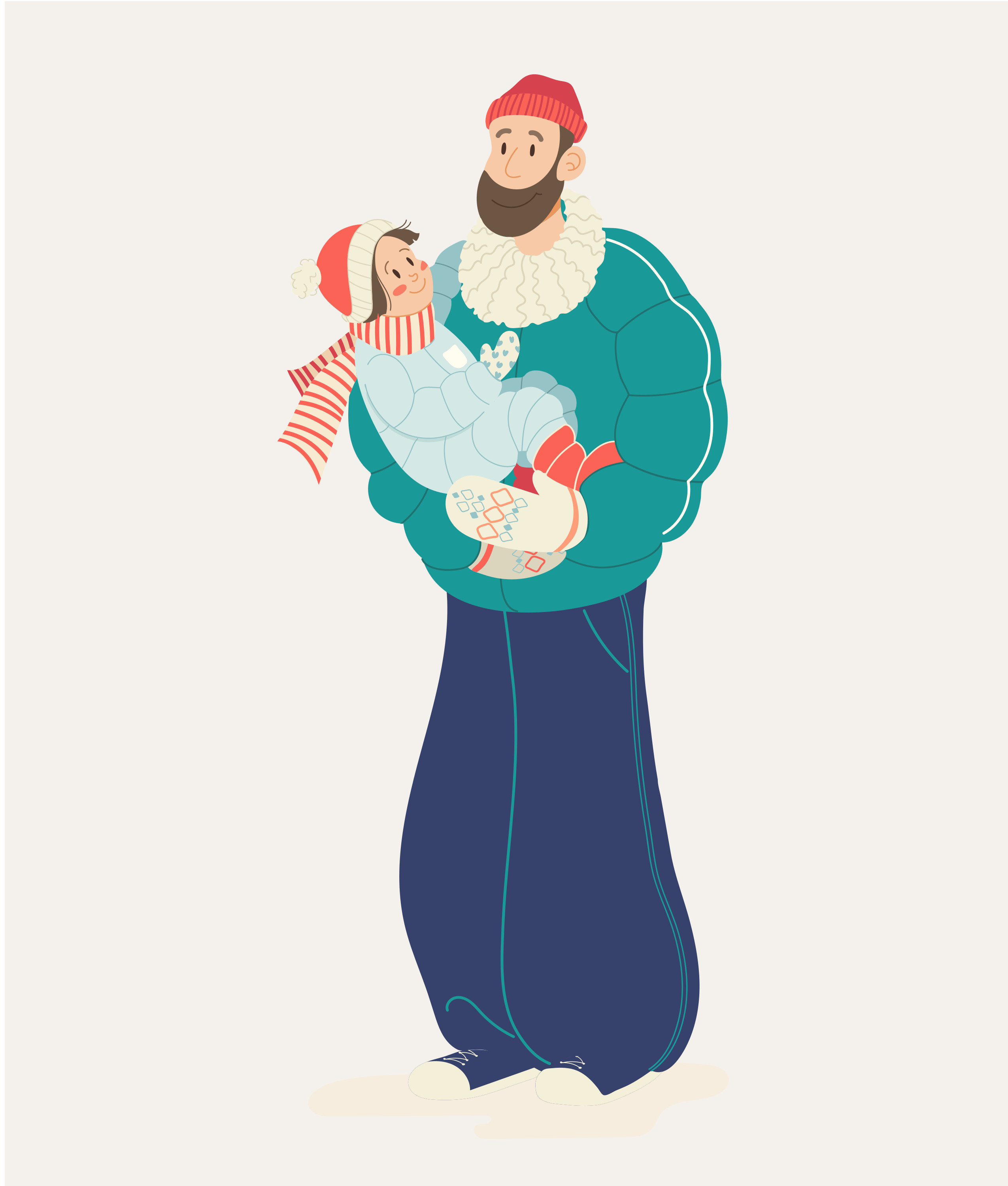 Father holding his child in winter clothes