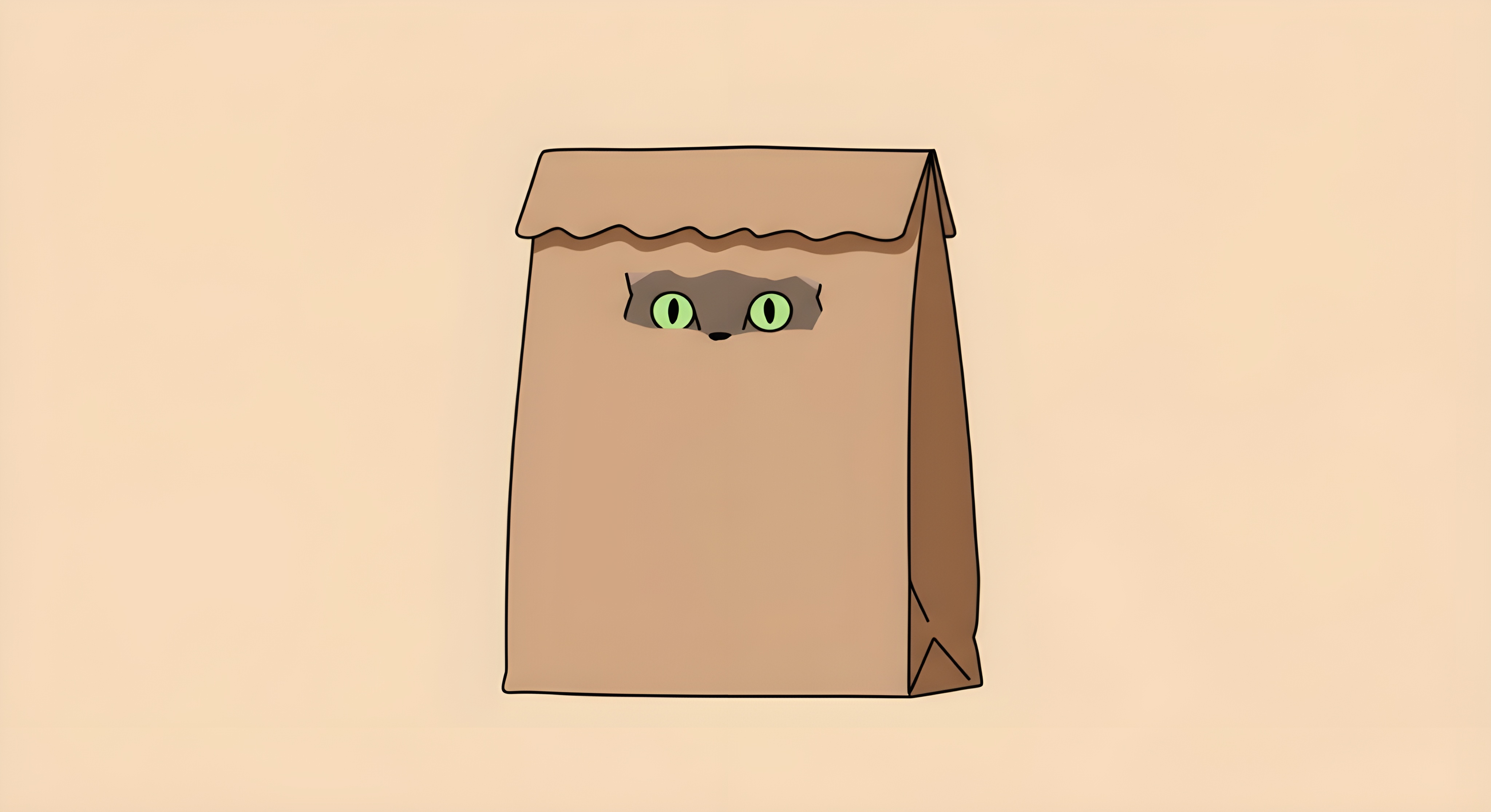 Katze lugt aus einer Papiertüte hervor