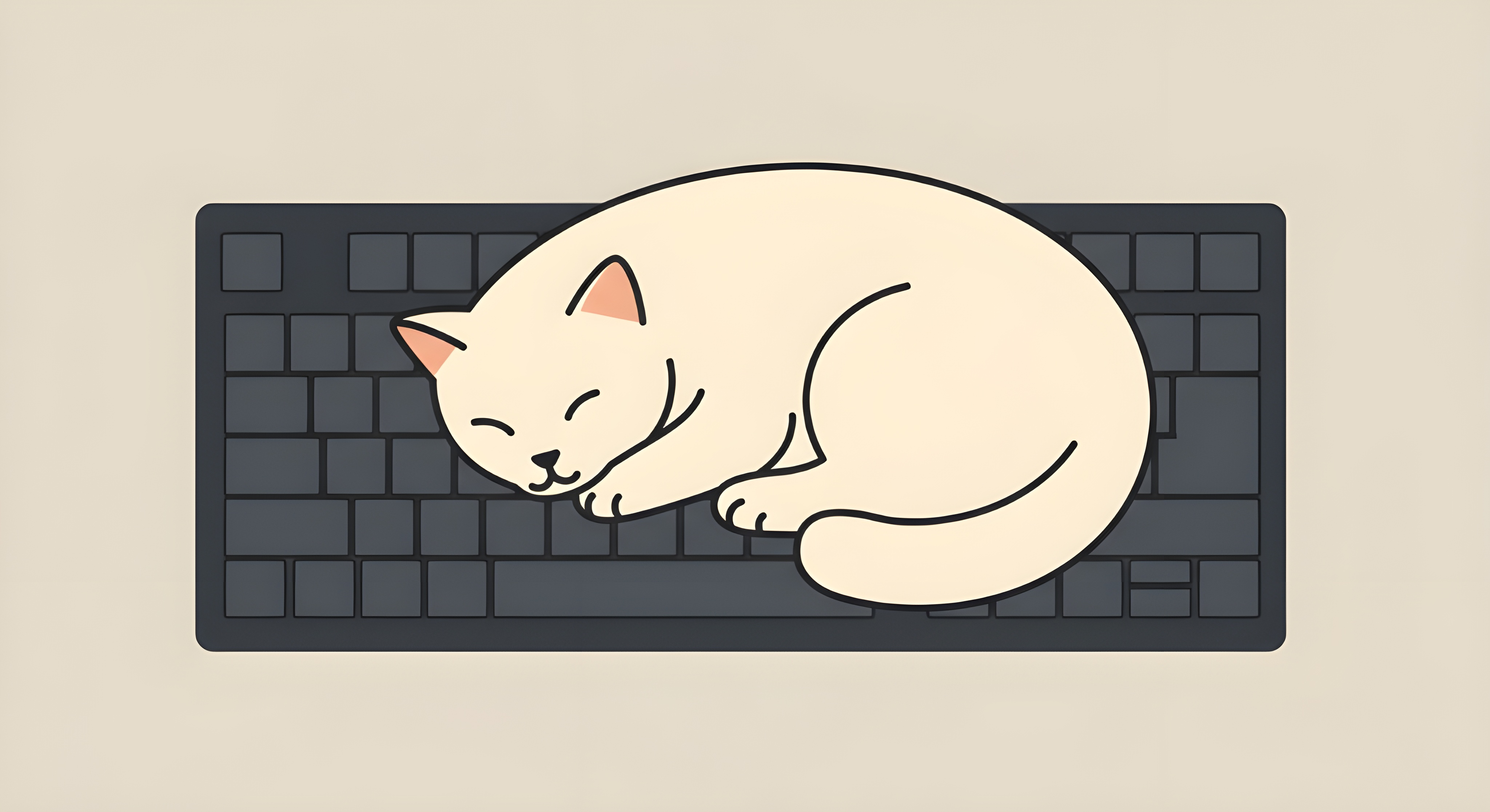 A cream cat sleeps on a dark keyboard.