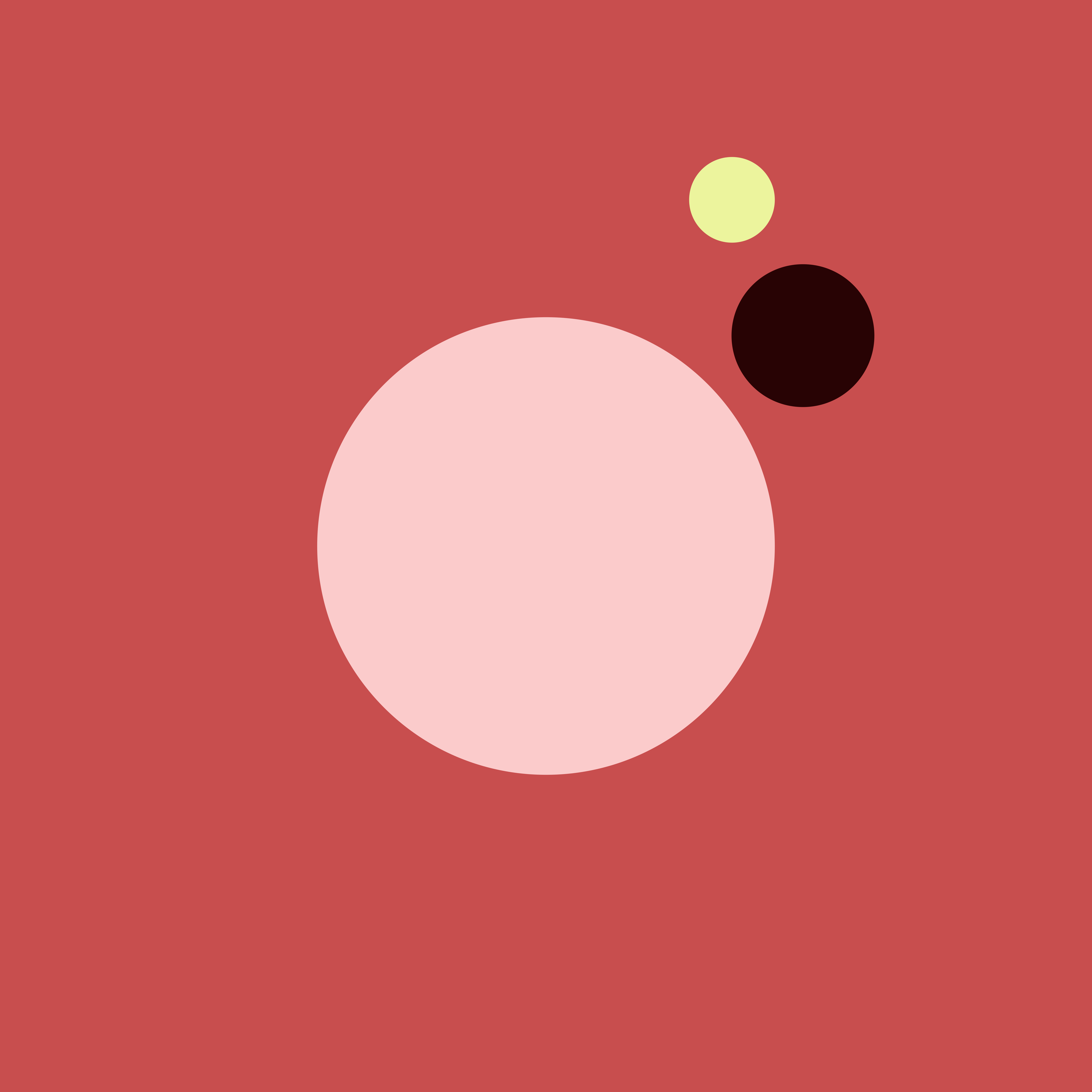 Three abstract circles on a red background