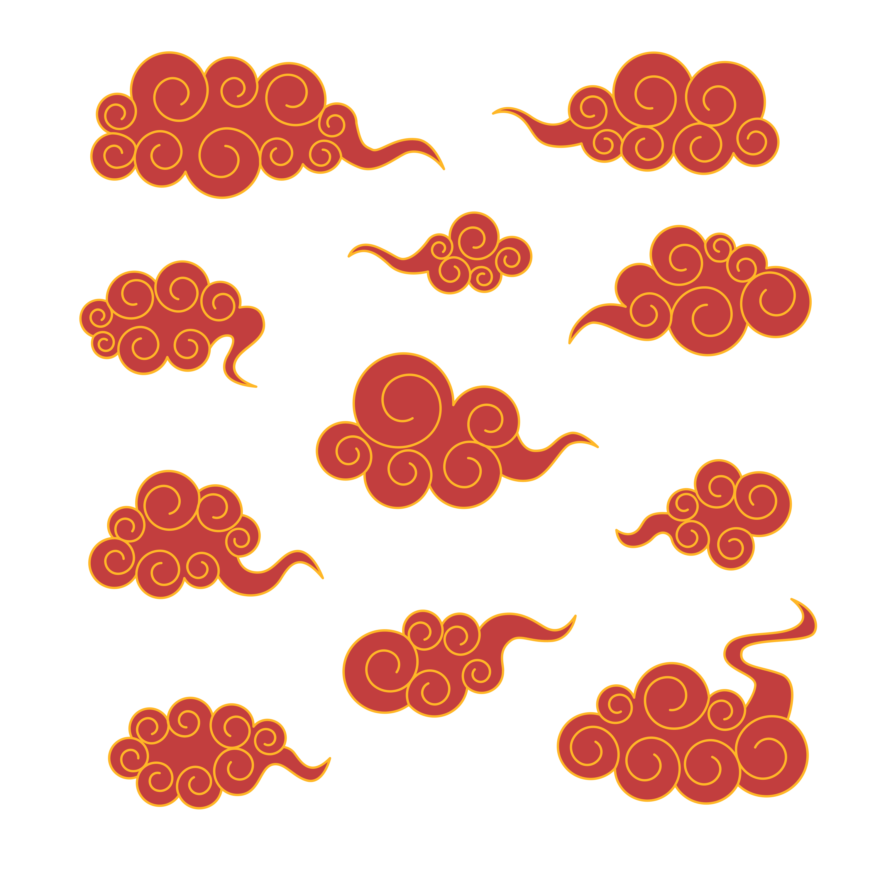 Red and gold swirling clouds pattern