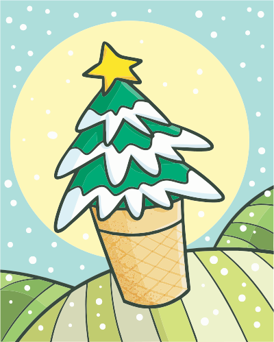 Christmas tree in an ice cream cone