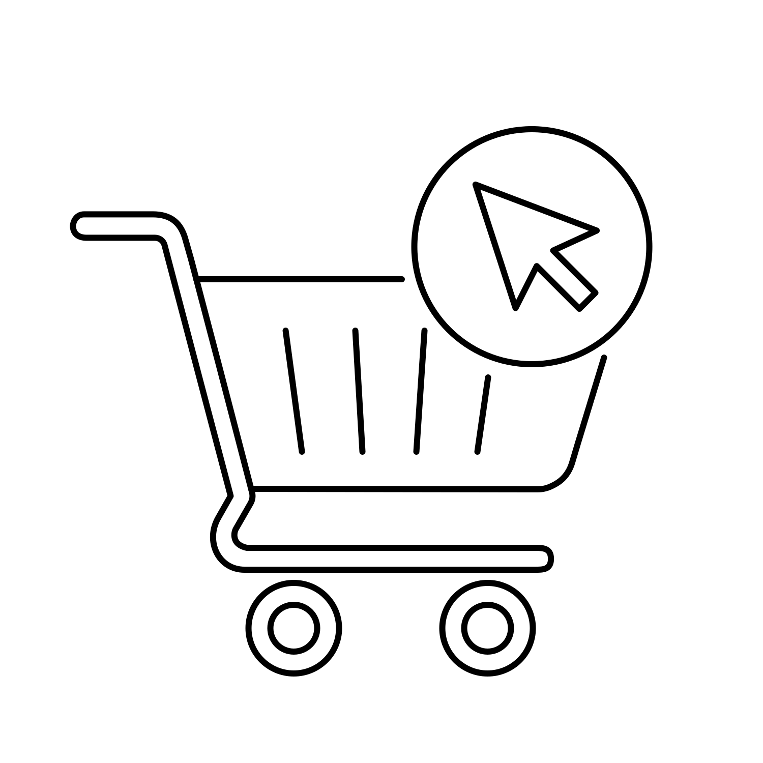 Shopping cart icon with a cursor