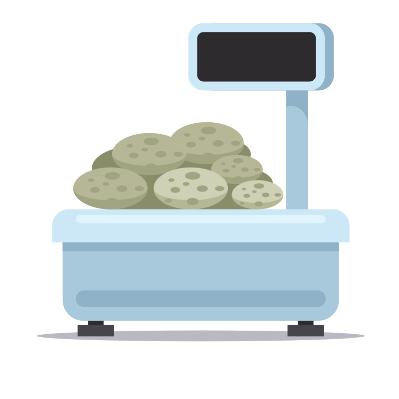 A scale with a pile of potatoes