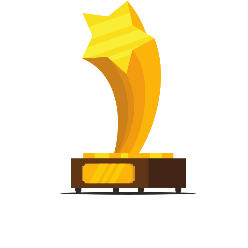 A golden star trophy on a dark base
