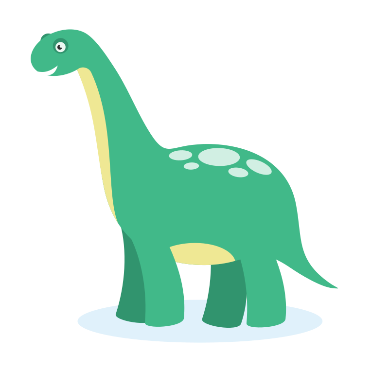 A green cartoon dinosaur with a long neck.