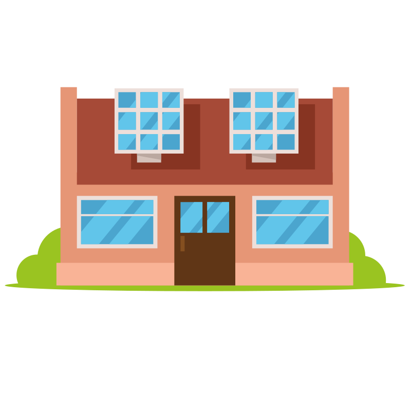 House with solar panels on the roof.