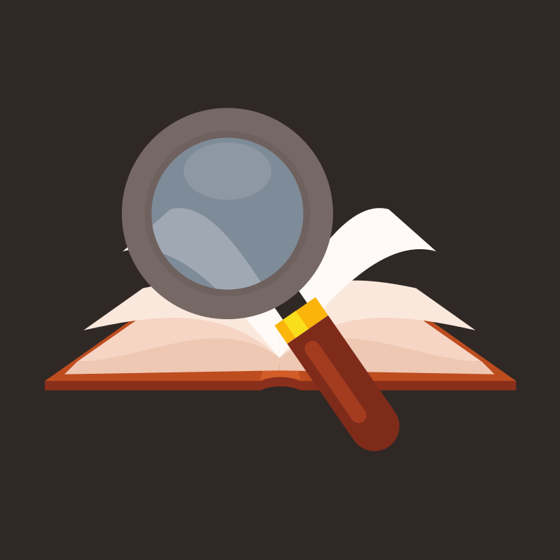 Magnifying glass over an open book