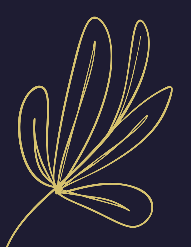 Minimalist gold leaf outline on dark blue background