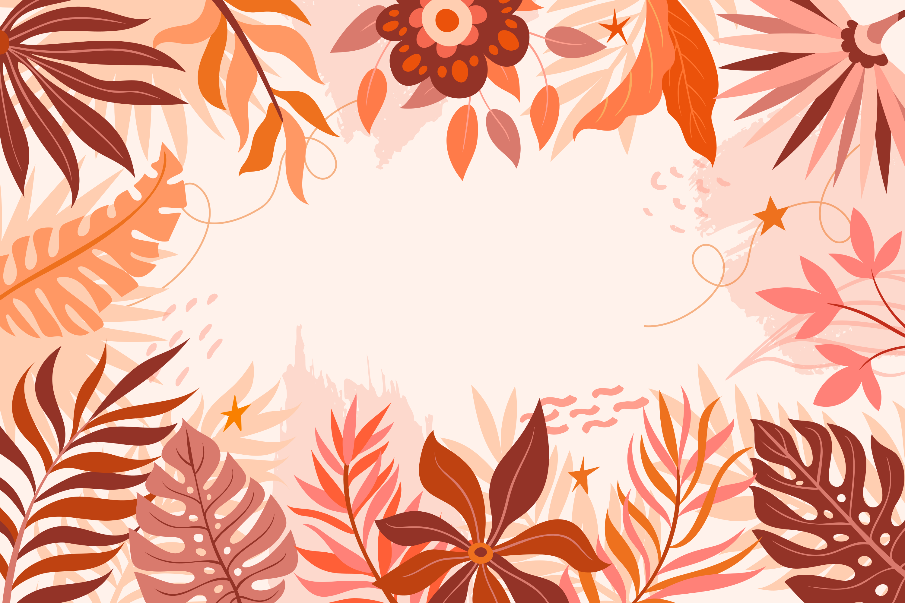 Warm-toned abstract floral and leaf pattern background