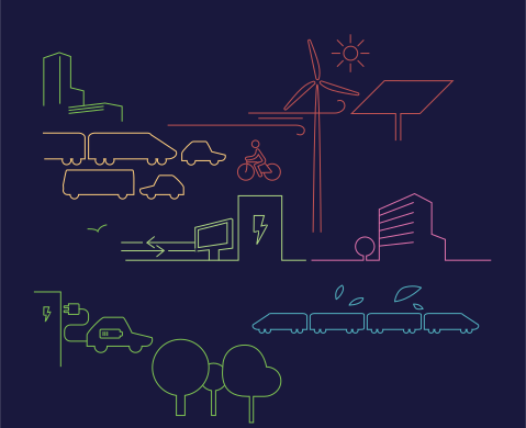 Ciudad sostenible con energías renovables y transporte