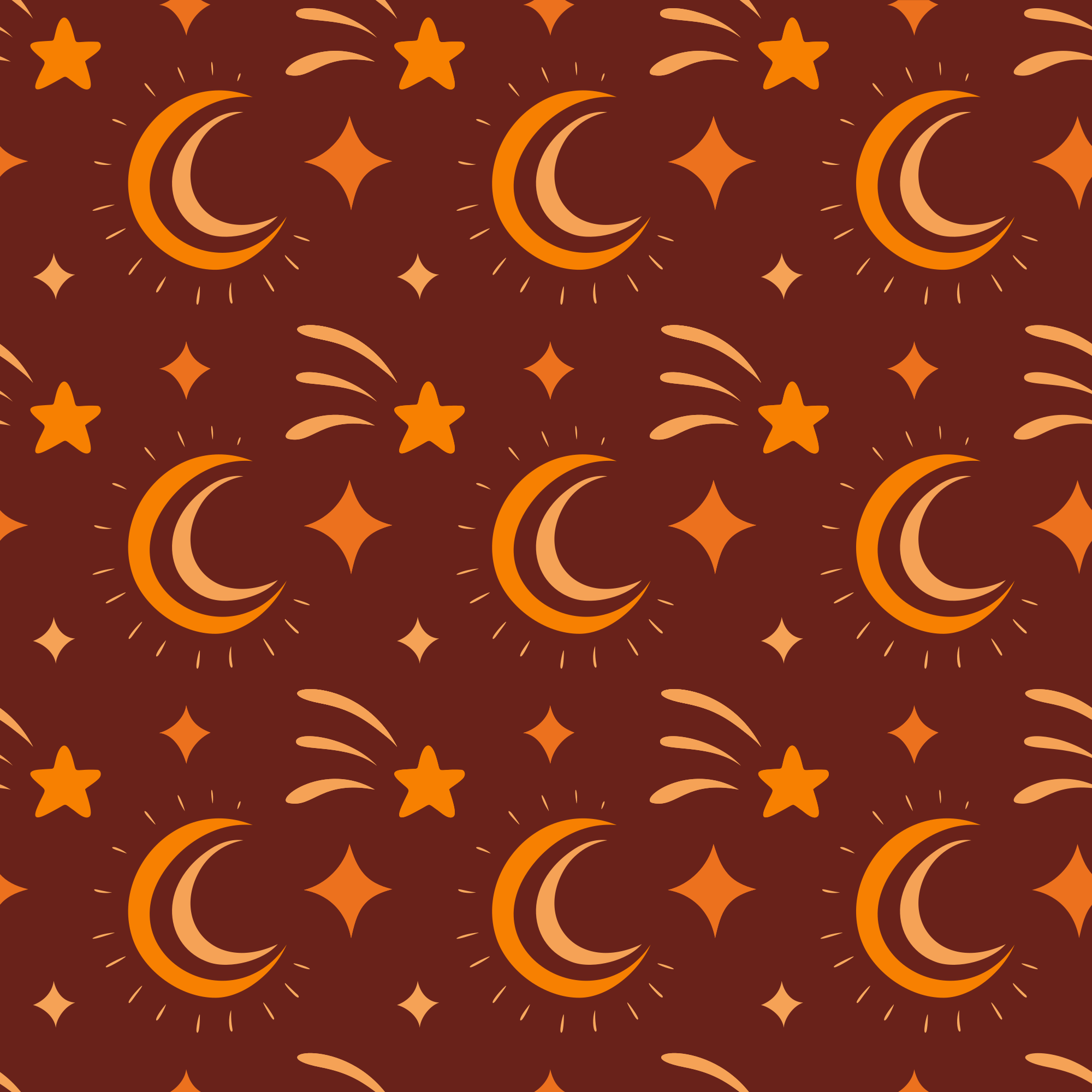 Crescent moons and stars on a dark background