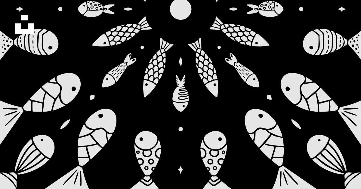 Simetrical Fish Black and white symmetrical pattern of fish vector – Free Background ...