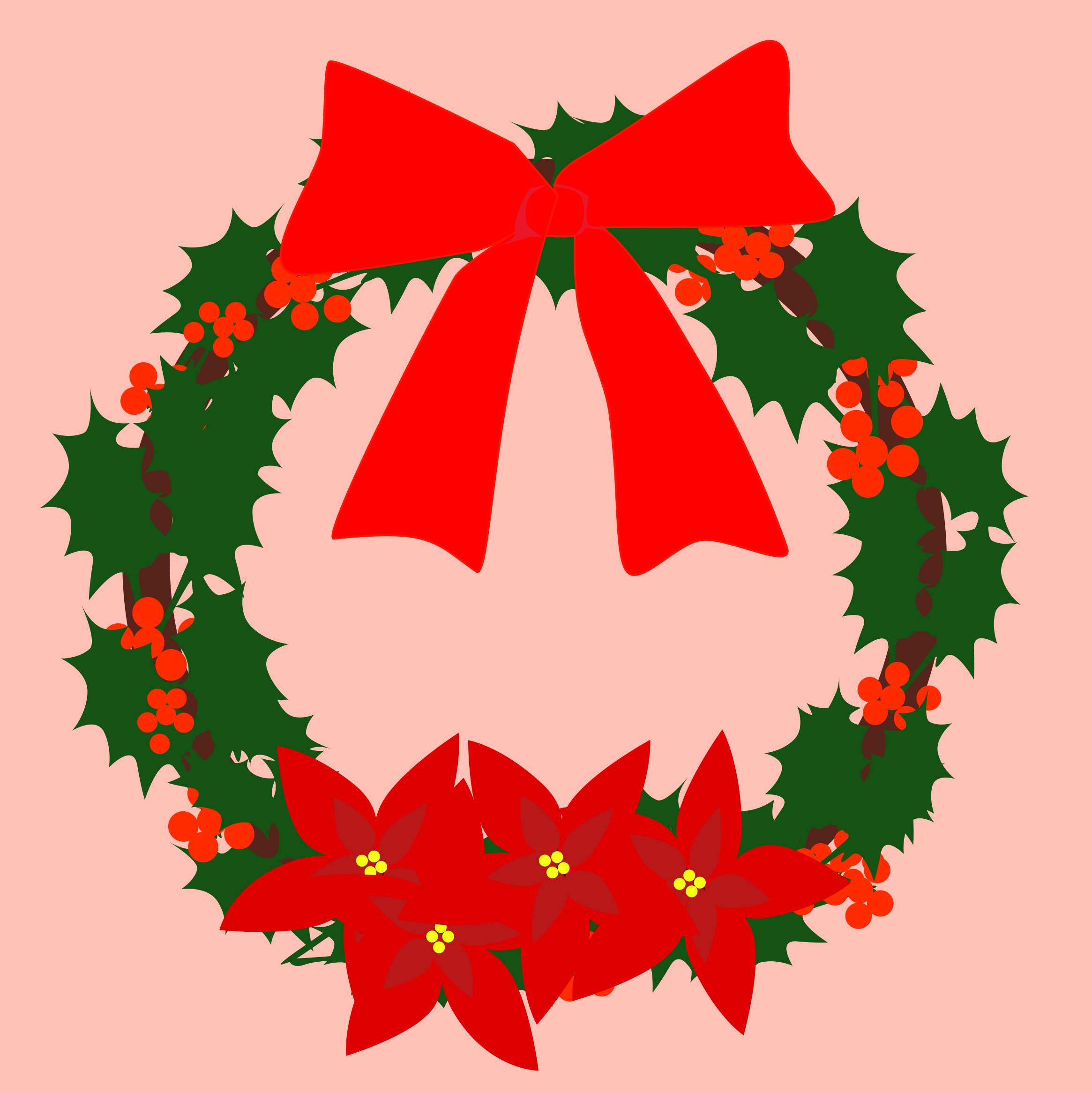 Una corona di Natale verde con un fiocco rosso vettoriale – Immagine gratis  su Unsplash, image size:3000x3002