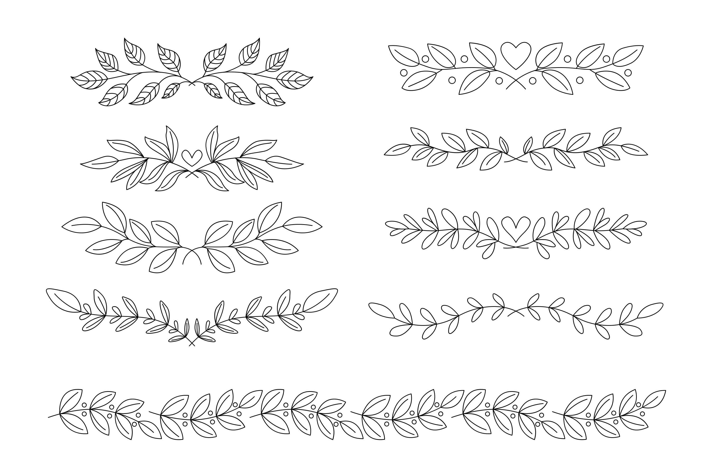 Collection of decorative floral and leaf dividers