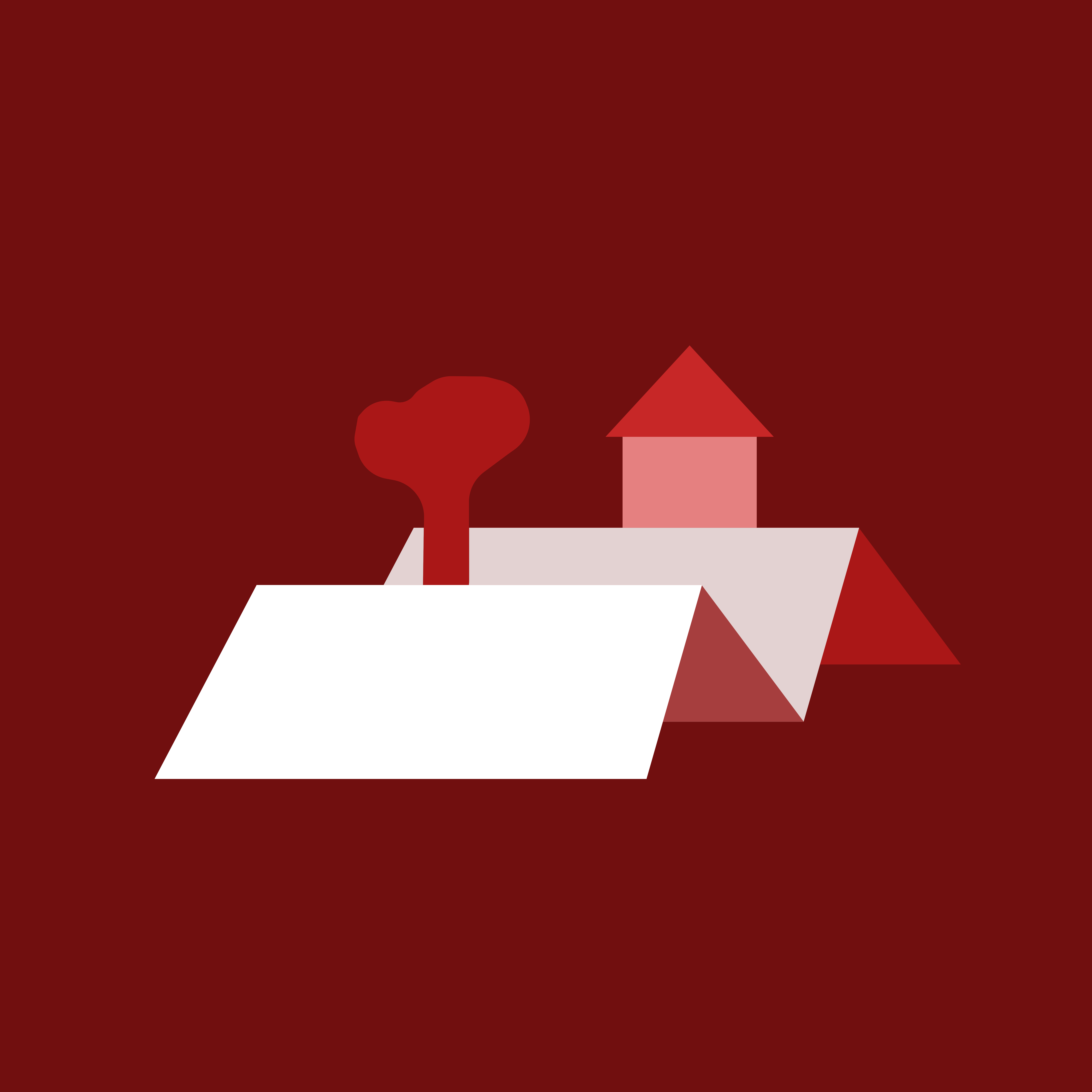 Stylized houses with red roof and smoke