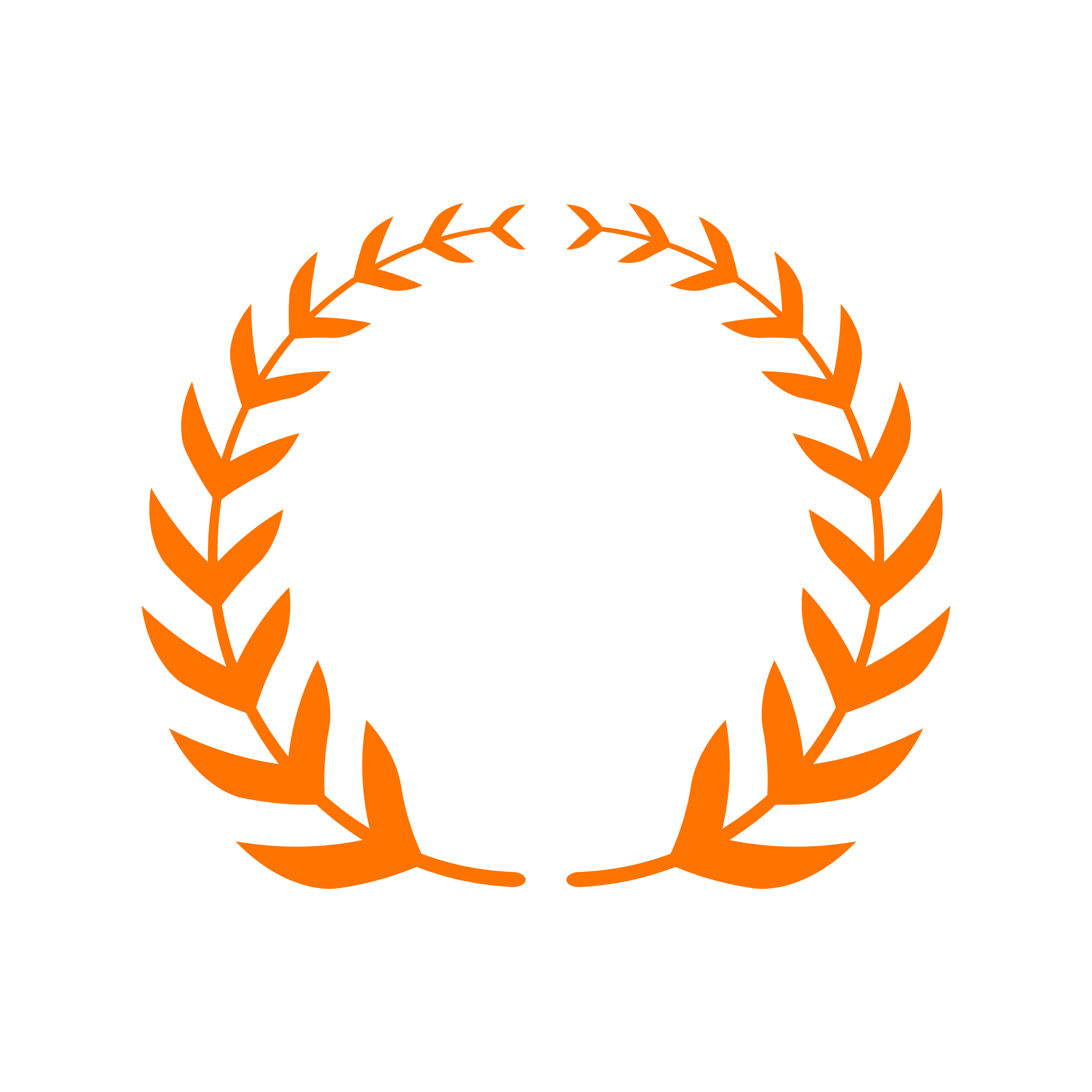 Orange laurel wreath on a white background